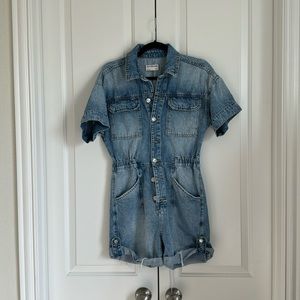 Free people Denim Romper Short-all Overall